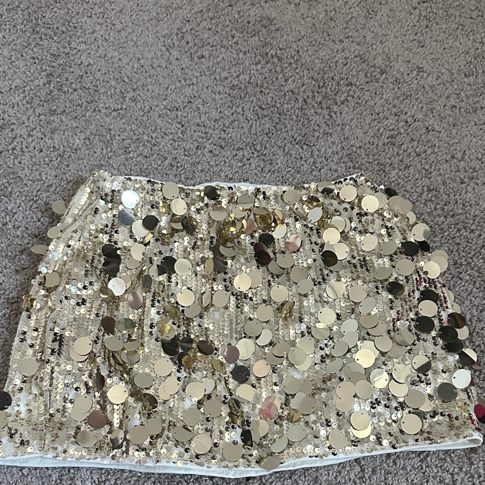 Sequined Gold Mini Skirt - Women's Party Skirt